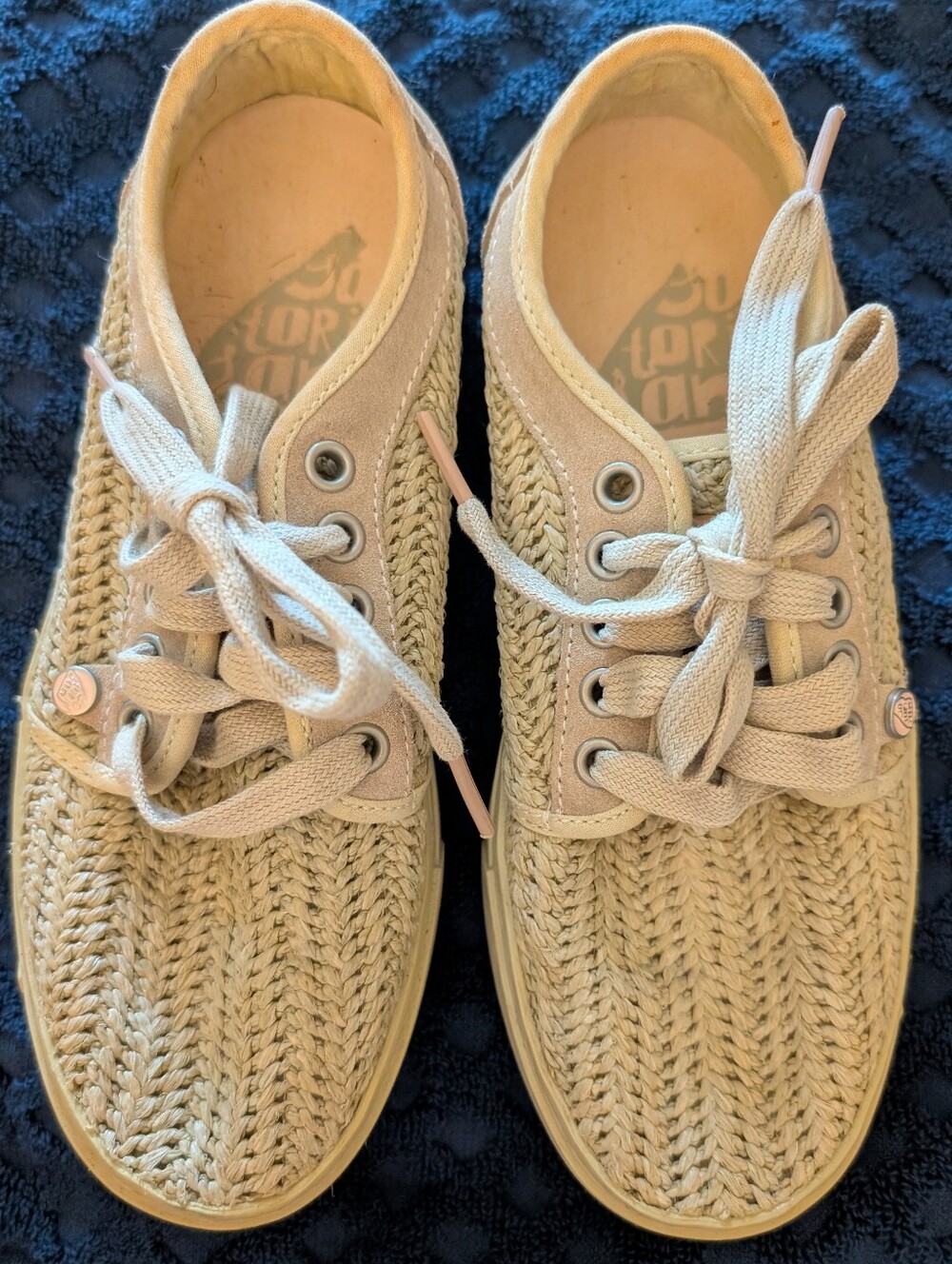 Satorisan Hamoru Woven Raffia Suede Sneakers